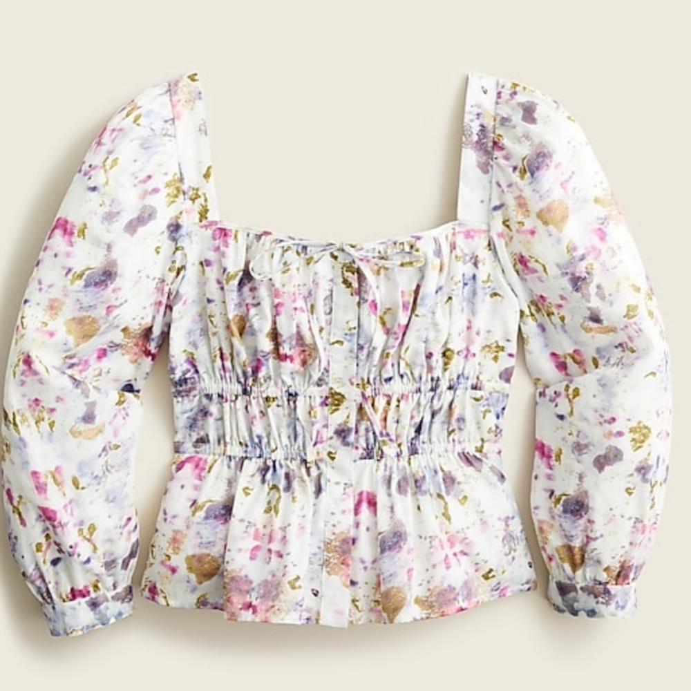 Flora Obscura X J.Crew Cinched Waist Top in Kaleidoscope Floral NWT